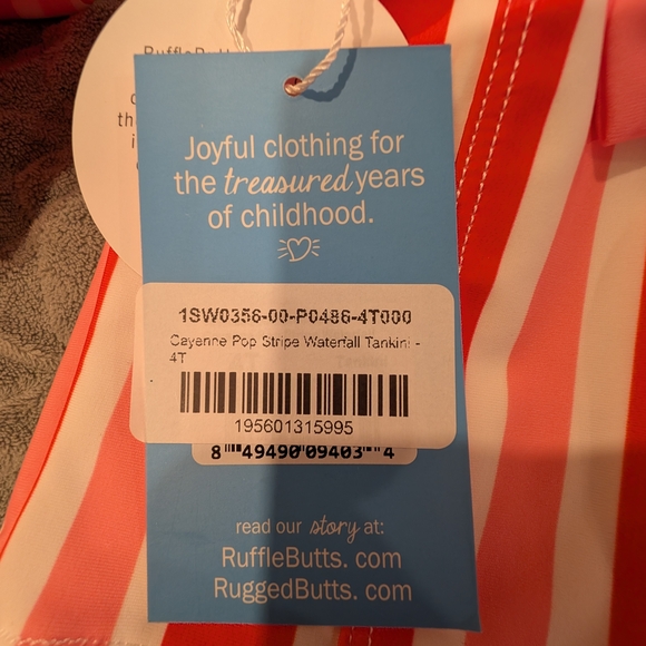 Ruffle Butts Cayenne Pop Stripe Waterfall Tankini - Picture 3 of 3